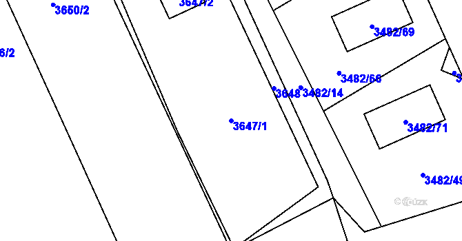 Parcela st. 3647/1 v KÚ Petřvald u Karviné, Katastrální mapa
