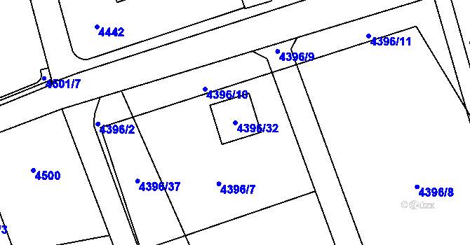 Parcela st. 4396/32 v KÚ Petřvald u Karviné, Katastrální mapa