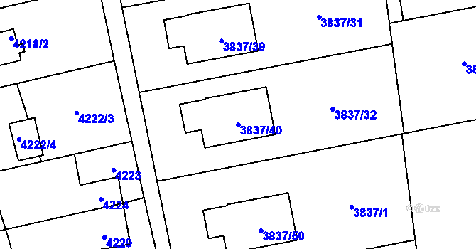Parcela st. 3837/40 v KÚ Petřvald u Karviné, Katastrální mapa