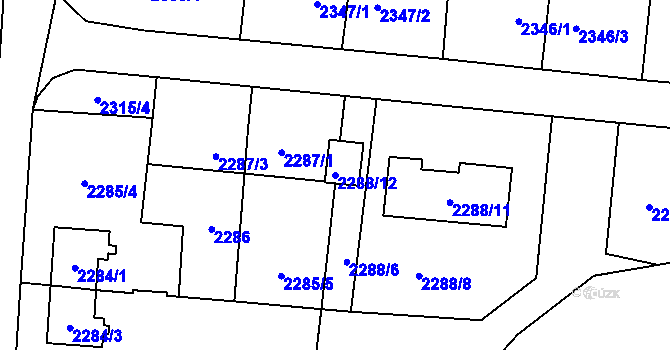 Parcela st. 2288/12 v KÚ Petřvald u Karviné, Katastrální mapa