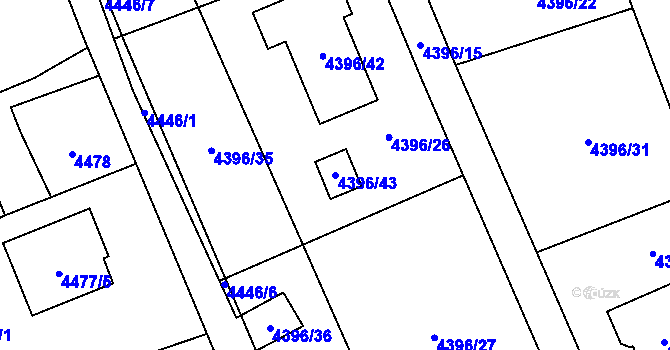 Parcela st. 4396/43 v KÚ Petřvald u Karviné, Katastrální mapa