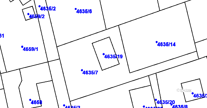 Parcela st. 4635/19 v KÚ Petřvald u Karviné, Katastrální mapa
