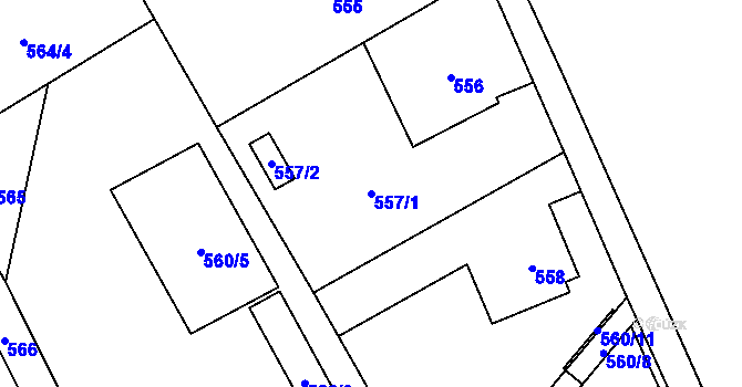 Parcela st. 557/1 v KÚ Petřvald u Karviné, Katastrální mapa
