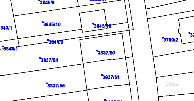 Parcela st. 3837/60 v KÚ Petřvald u Karviné, Katastrální mapa