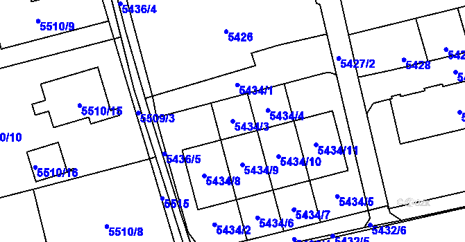 Parcela st. 5434/3 v KÚ Petřvald u Karviné, Katastrální mapa