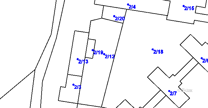 Parcela st. 2/12 v KÚ Petřvald u Karviné, Katastrální mapa