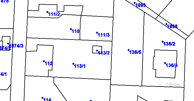 Parcela st. 113/2 v KÚ Petřvald u Karviné, Katastrální mapa