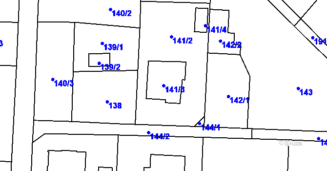 Parcela st. 141/3 v KÚ Petřvald u Karviné, Katastrální mapa