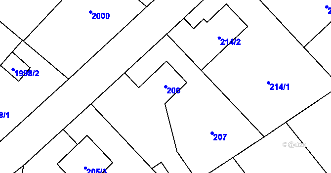Parcela st. 206 v KÚ Petřvald u Karviné, Katastrální mapa