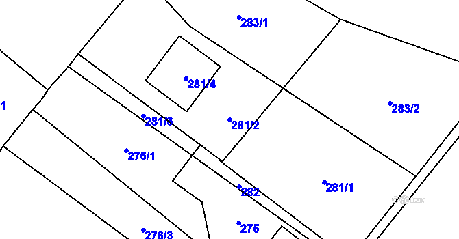 Parcela st. 281/2 v KÚ Petřvald u Karviné, Katastrální mapa