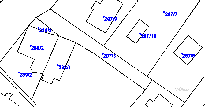 Parcela st. 287/5 v KÚ Petřvald u Karviné, Katastrální mapa