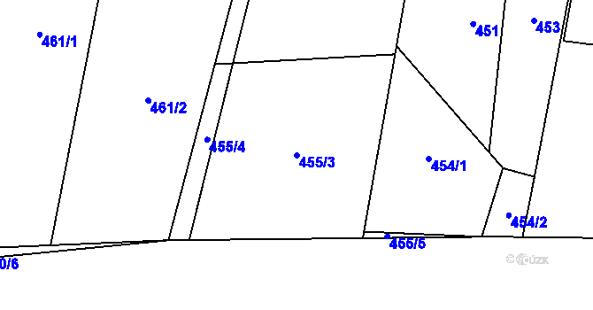 Parcela st. 455/3 v KÚ Petřvald u Karviné, Katastrální mapa