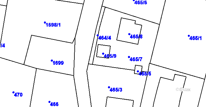 Parcela st. 465/9 v KÚ Petřvald u Karviné, Katastrální mapa