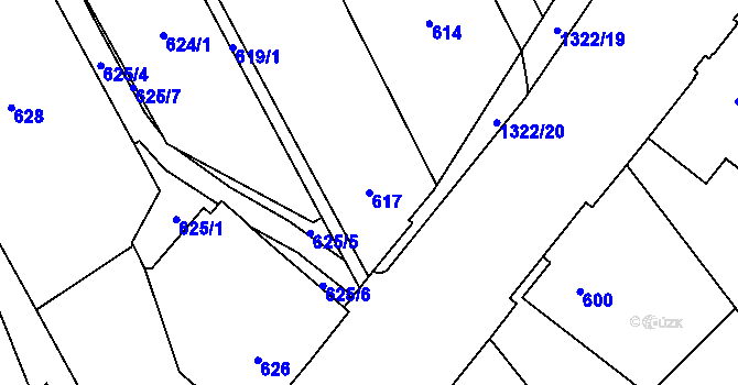 Parcela st. 617 v KÚ Petřvald u Karviné, Katastrální mapa