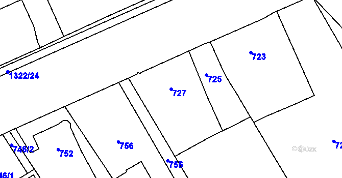 Parcela st. 727 v KÚ Petřvald u Karviné, Katastrální mapa