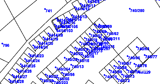Parcela st. 740/20 v KÚ Petřvald u Karviné, Katastrální mapa
