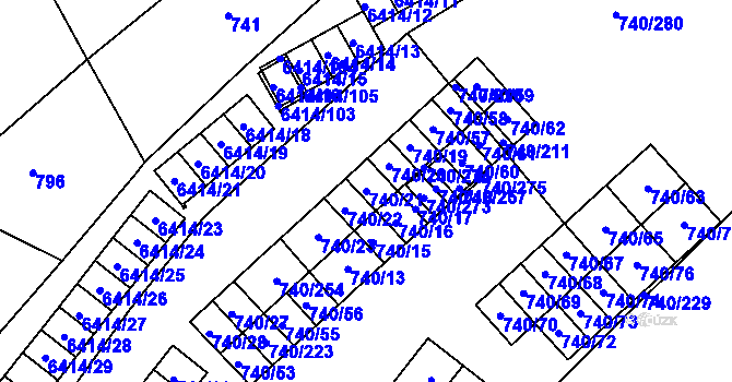 Parcela st. 740/21 v KÚ Petřvald u Karviné, Katastrální mapa