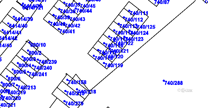 Parcela st. 740/120 v KÚ Petřvald u Karviné, Katastrální mapa