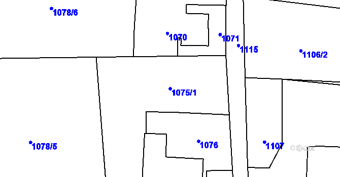 Parcela st. 1075/1 v KÚ Petřvald u Karviné, Katastrální mapa