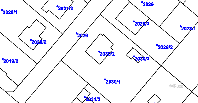 Parcela st. 2030/2 v KÚ Petřvald u Karviné, Katastrální mapa