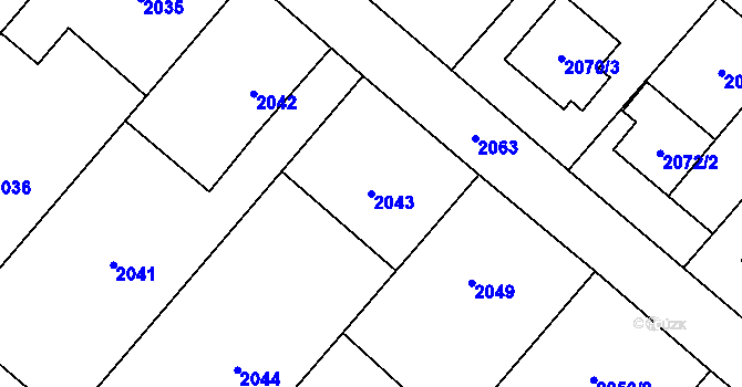 Parcela st. 2043 v KÚ Petřvald u Karviné, Katastrální mapa
