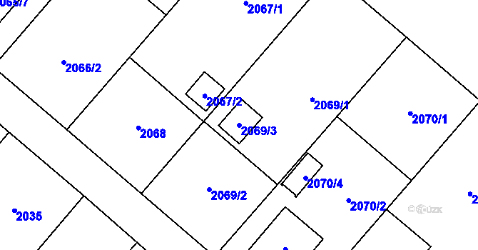 Parcela st. 2069/3 v KÚ Petřvald u Karviné, Katastrální mapa