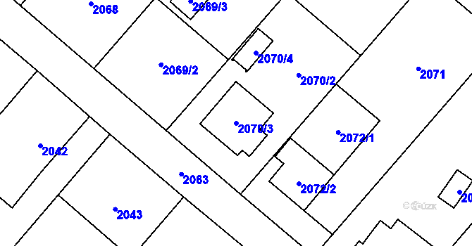 Parcela st. 2070/3 v KÚ Petřvald u Karviné, Katastrální mapa