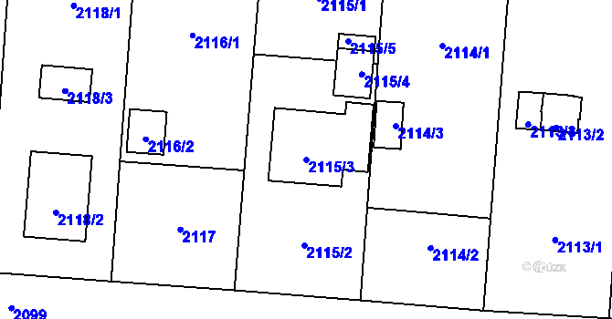 Parcela st. 2115/3 v KÚ Petřvald u Karviné, Katastrální mapa