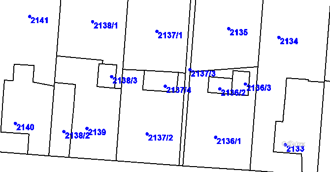 Parcela st. 2137/4 v KÚ Petřvald u Karviné, Katastrální mapa