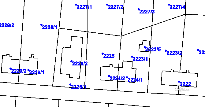 Parcela st. 2225 v KÚ Petřvald u Karviné, Katastrální mapa