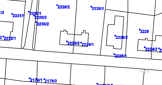 Parcela st. 2229/1 v KÚ Petřvald u Karviné, Katastrální mapa