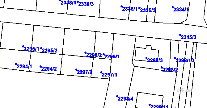 Parcela st. 2296/1 v KÚ Petřvald u Karviné, Katastrální mapa