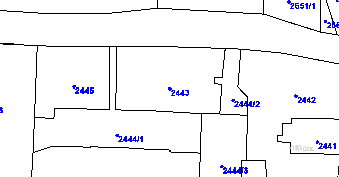 Parcela st. 2443 v KÚ Petřvald u Karviné, Katastrální mapa