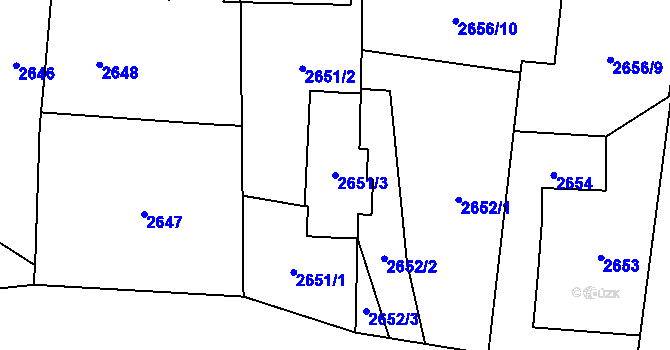 Parcela st. 2651/3 v KÚ Petřvald u Karviné, Katastrální mapa