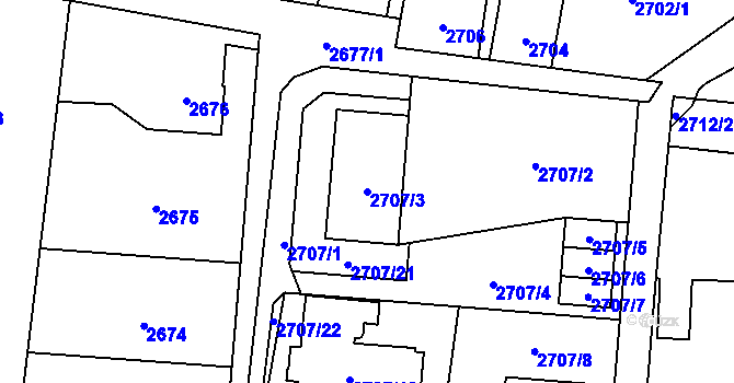 Parcela st. 2707/3 v KÚ Petřvald u Karviné, Katastrální mapa