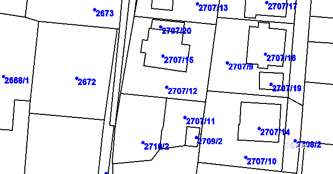 Parcela st. 2707/12 v KÚ Petřvald u Karviné, Katastrální mapa