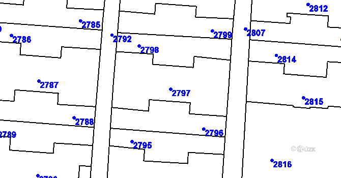 Parcela st. 2797 v KÚ Petřvald u Karviné, Katastrální mapa