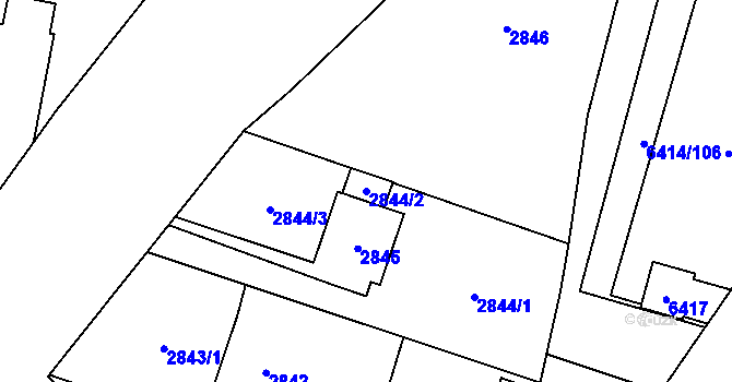 Parcela st. 2844/2 v KÚ Petřvald u Karviné, Katastrální mapa