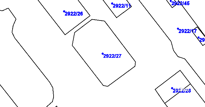 Parcela st. 2922/27 v KÚ Petřvald u Karviné, Katastrální mapa