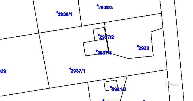 Parcela st. 2937/3 v KÚ Petřvald u Karviné, Katastrální mapa