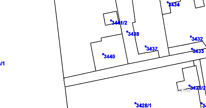 Parcela st. 3440 v KÚ Petřvald u Karviné, Katastrální mapa