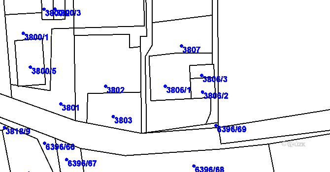 Parcela st. 3806/1 v KÚ Petřvald u Karviné, Katastrální mapa