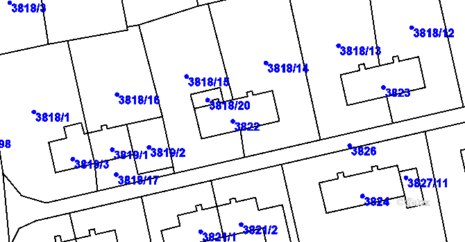 Parcela st. 3822 v KÚ Petřvald u Karviné, Katastrální mapa