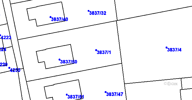 Parcela st. 3837/1 v KÚ Petřvald u Karviné, Katastrální mapa