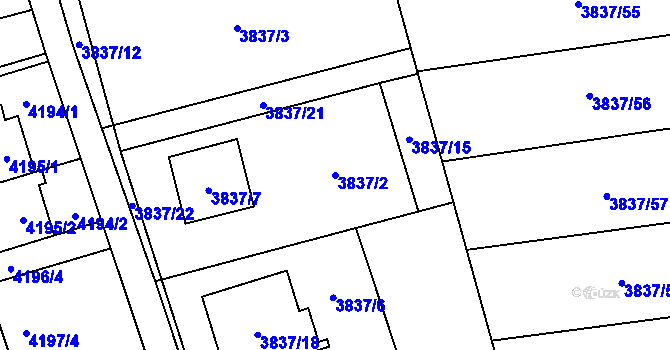 Parcela st. 3837/2 v KÚ Petřvald u Karviné, Katastrální mapa