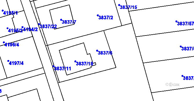 Parcela st. 3837/6 v KÚ Petřvald u Karviné, Katastrální mapa