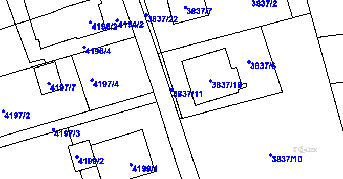 Parcela st. 3837/11 v KÚ Petřvald u Karviné, Katastrální mapa