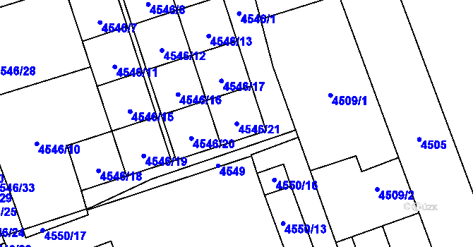 Parcela st. 4546/21 v KÚ Petřvald u Karviné, Katastrální mapa