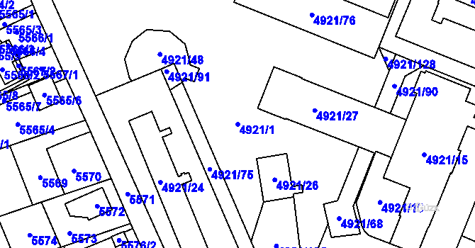 Parcela st. 4921/1 v KÚ Petřvald u Karviné, Katastrální mapa