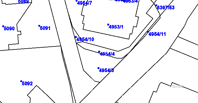Parcela st. 4954/4 v KÚ Petřvald u Karviné, Katastrální mapa